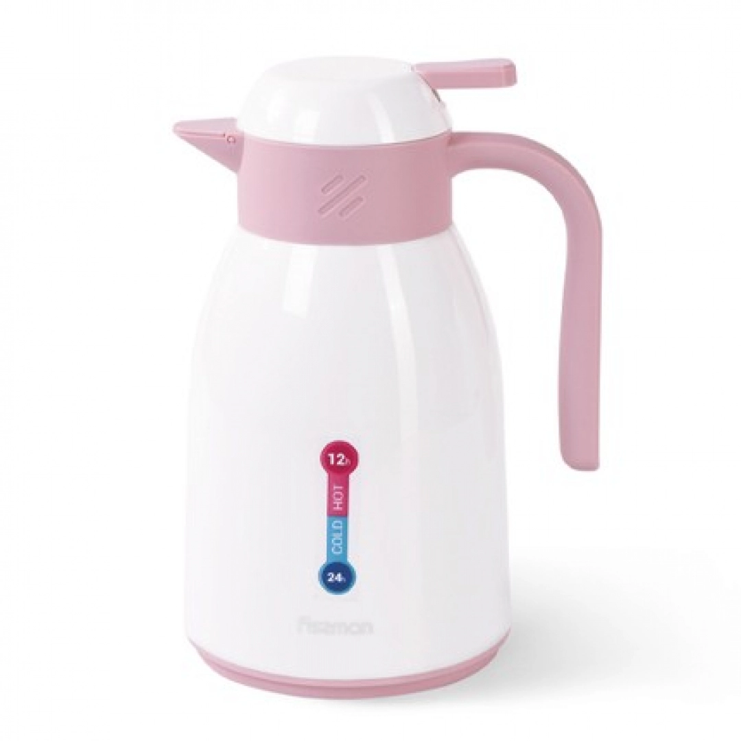 Термокувшин Fissman 1000 мл Кремовый (пластиковый корпус со стеклянной колбой)