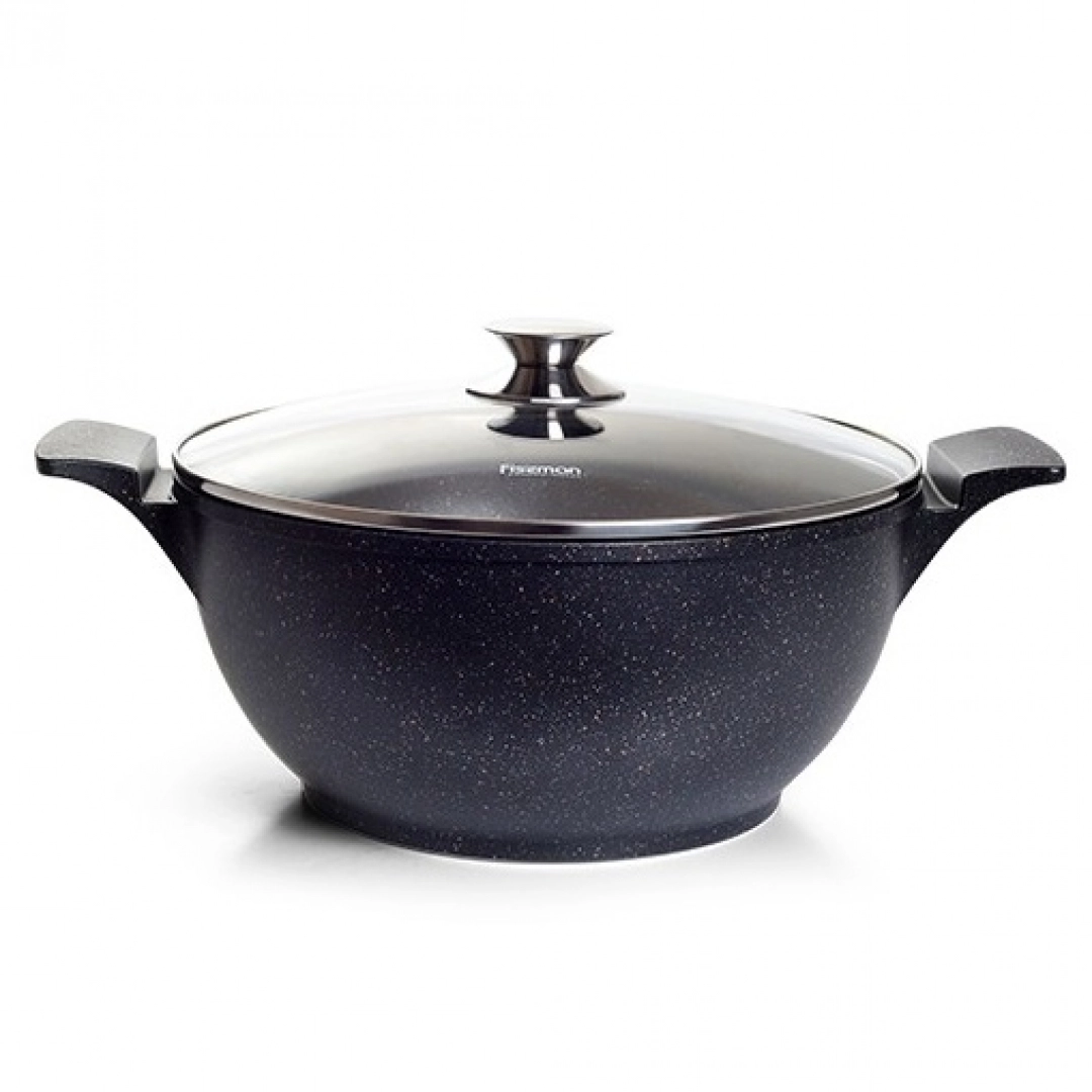 Кастрюля Fissman GRANDE 30x14 см 7,7 л со стеклянной крышкой (алюминий)
