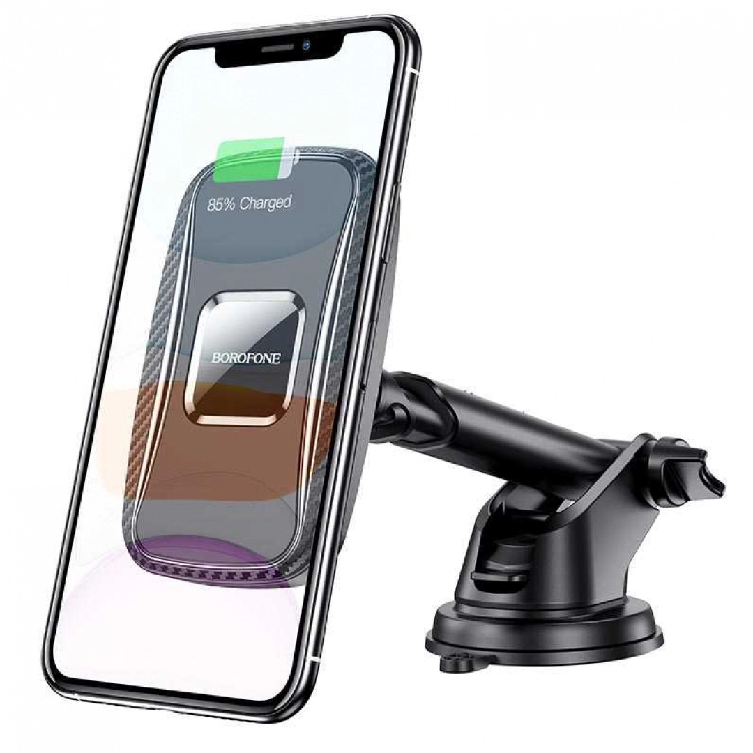 BOROFONE BH35 magnetic wireless charging qora avtomobil uchun smartfon tutqichi