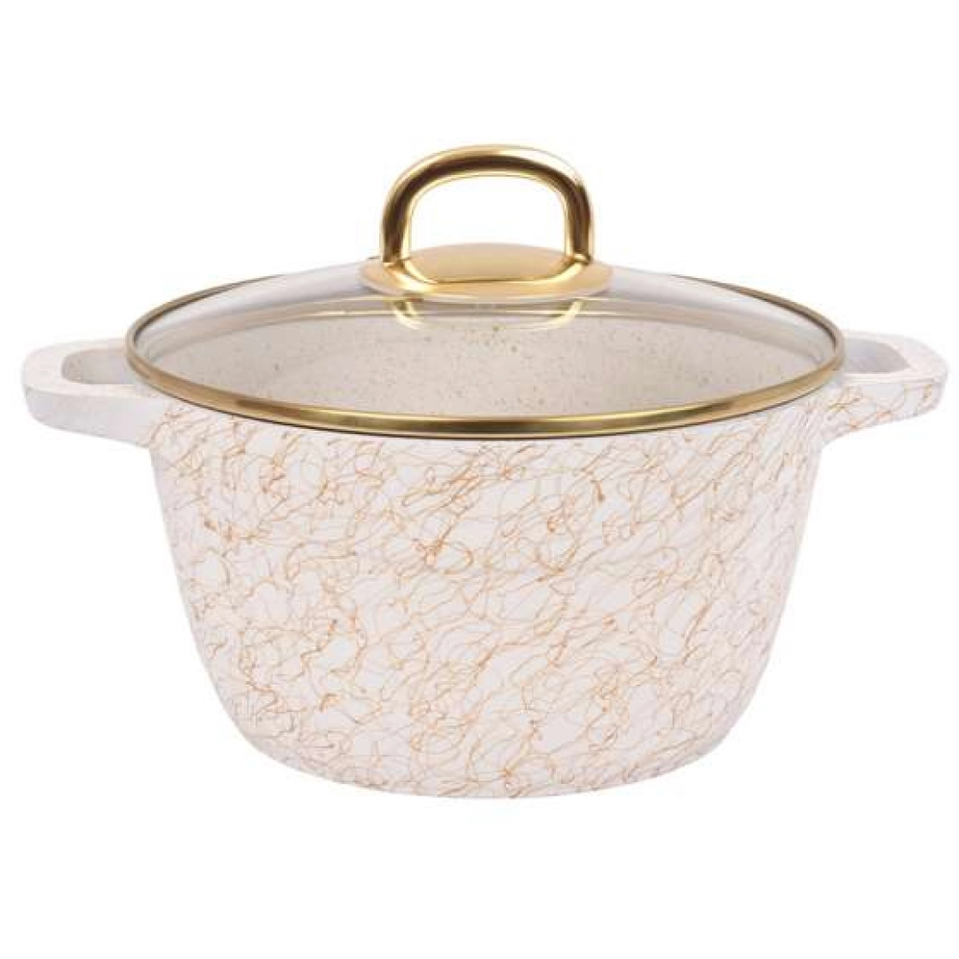 Кастрюля 2,5л со стеклянной крышкой, АП линия "Грация" (белый/золото)