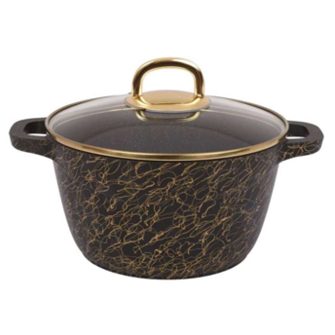 Кастрюля 2,5л со стеклянной крышкой, АП линия "Грация"(черный/золото)
