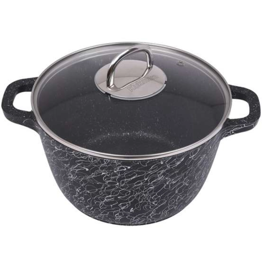 Кастрюля 2,5л со стеклянной крышкой, АП линия "Грация" (черный/серебро)