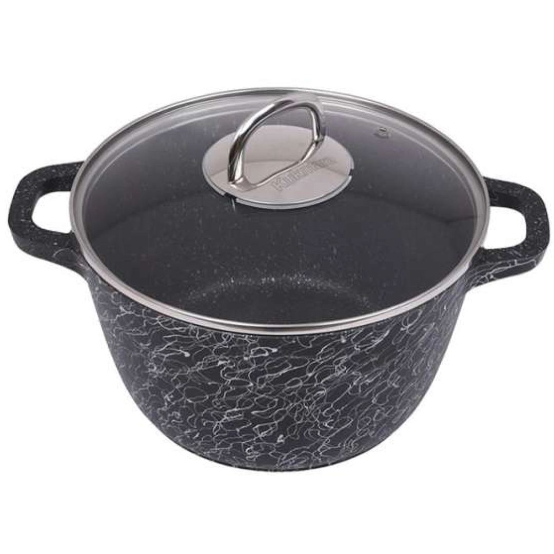 Кастрюля 3,5л со стеклянной крышкой, АП линия "Грация" (черный/серебро)