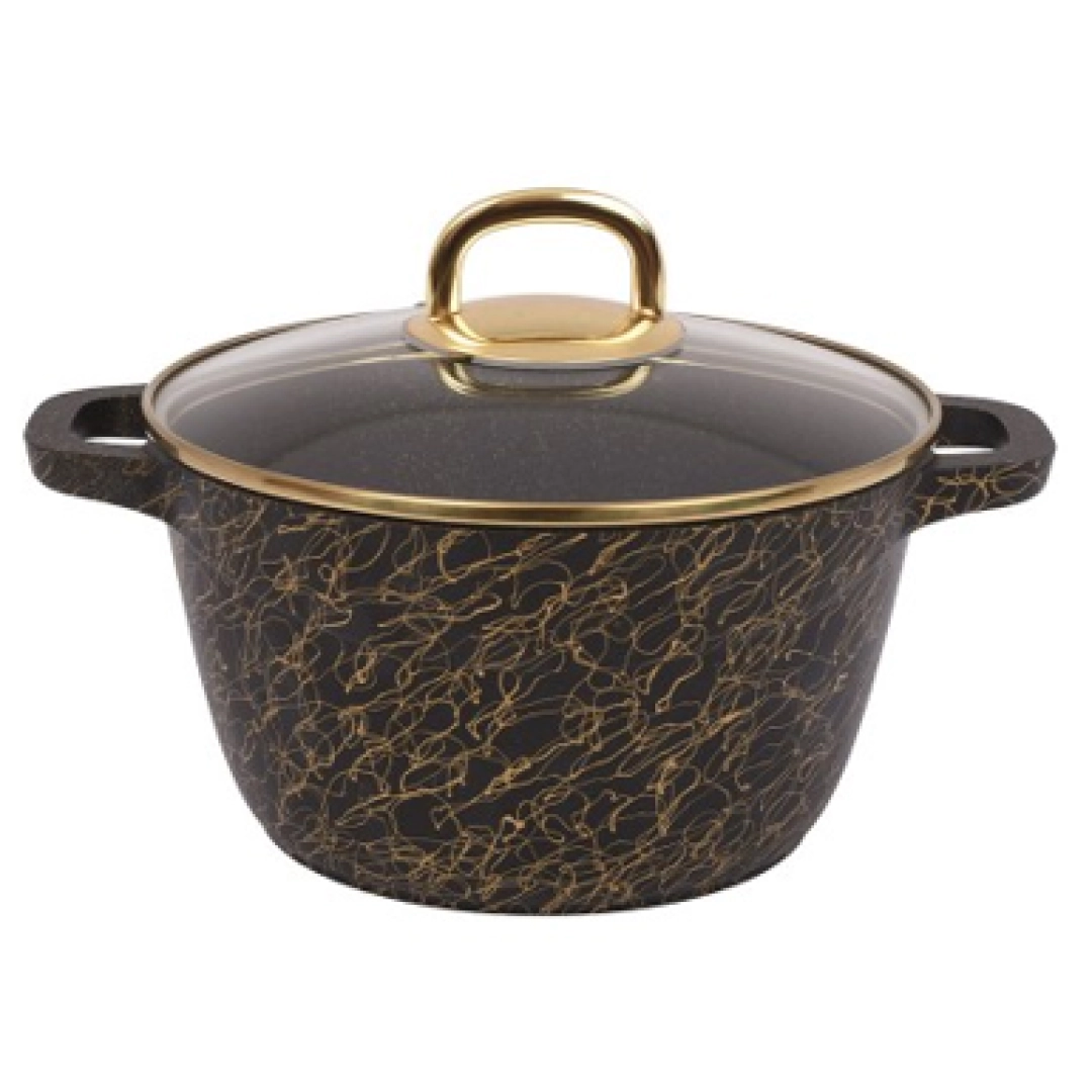 Кастрюля 3,5л со стеклянной крышкой, АП линия "Грация" (черный/золото)