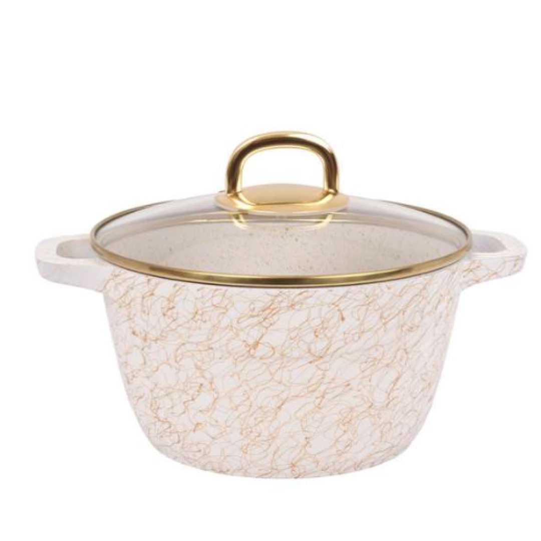 Кастрюля 3,5л со стеклянной крышкой, АП линия "Грация" (белый/золото)