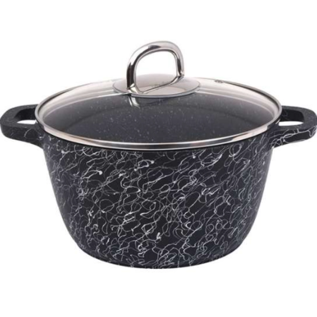 Кастрюля 4,5л со стеклянной крышкой, АП линия "Грация" (черный/серебро)