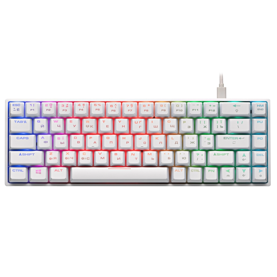 Клавиатура 2E Gaming KG380 RGB Gateron Blue Switch BT/USB White
