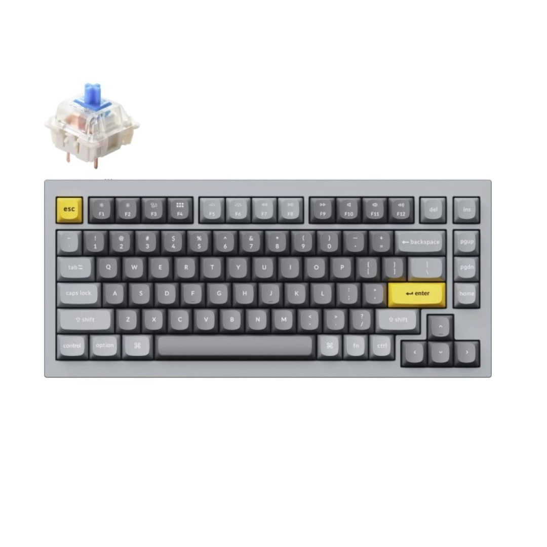 Keychron Q1 QMK Custom HotSwappable Gateron Phantom Blue Switch Full Assembled Space Grey RGB with Knob klaviaturasi