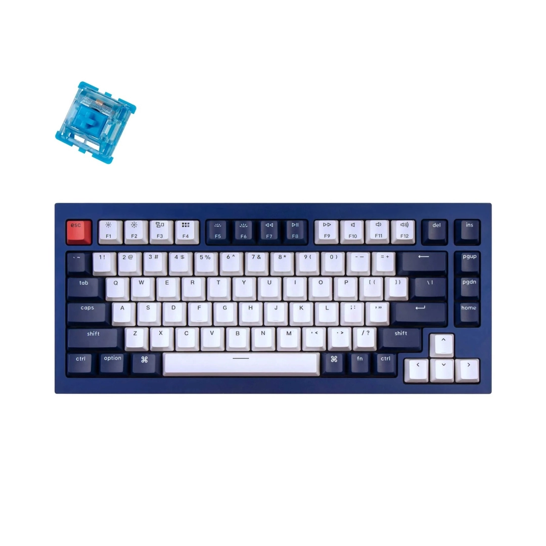 Keychron Q1 QMK Custom HotSwappable Gateron Phantom Blue Switch Full Assembled Navy Blue RGB with Knob klaviaturasi