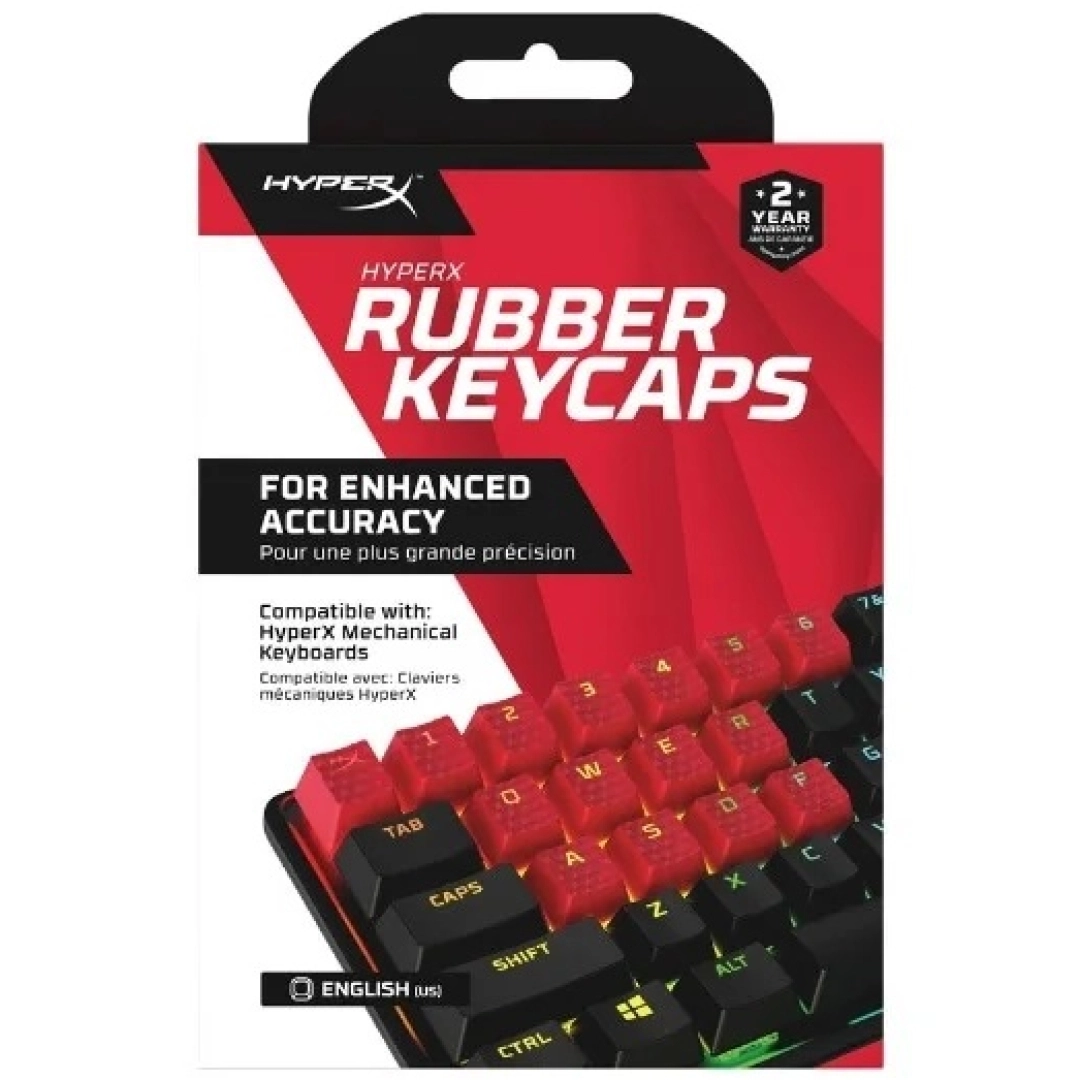 HyperX Rubber Game Accy Kit, US Red klaviatura tugmalari to‘plami