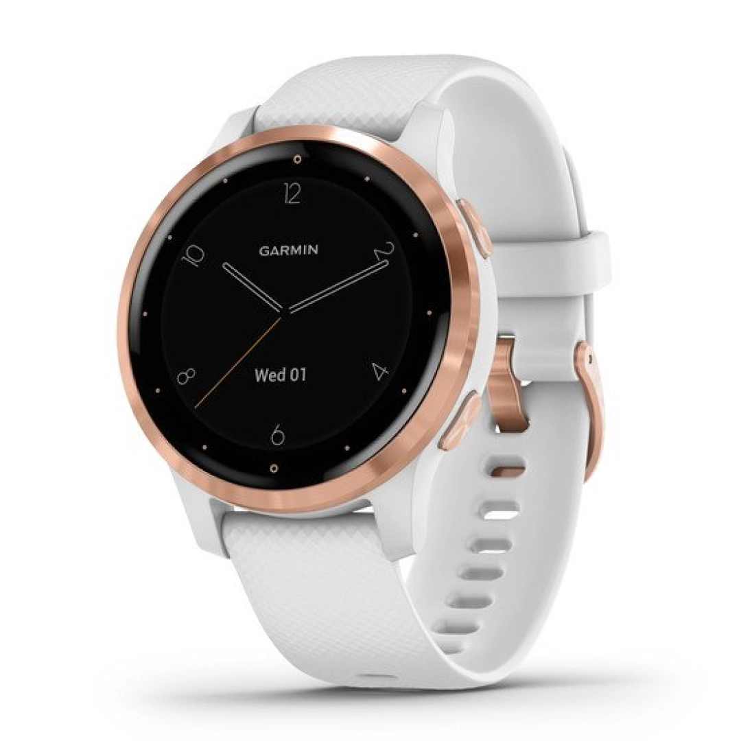 Смарт часы Garmin VIVOACTIVE 4S Rose Gold Stainless Steel Bezel with White Case and Silicone Band