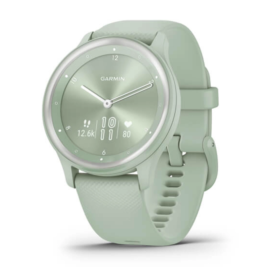 Garmin VIVOMOVE SPORT Cool Mint Case and Silicone Band with Silver Accents smart-soati