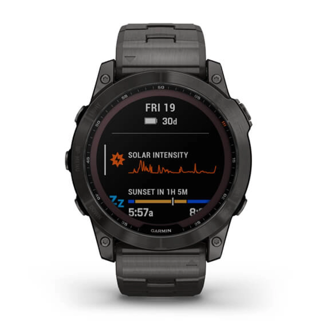 Garmin FENIX 7X Sapphire Solar Edition Carbon Grey DLC Titanium with Carbon Grey DLC Vented Titanium Band smart-soati