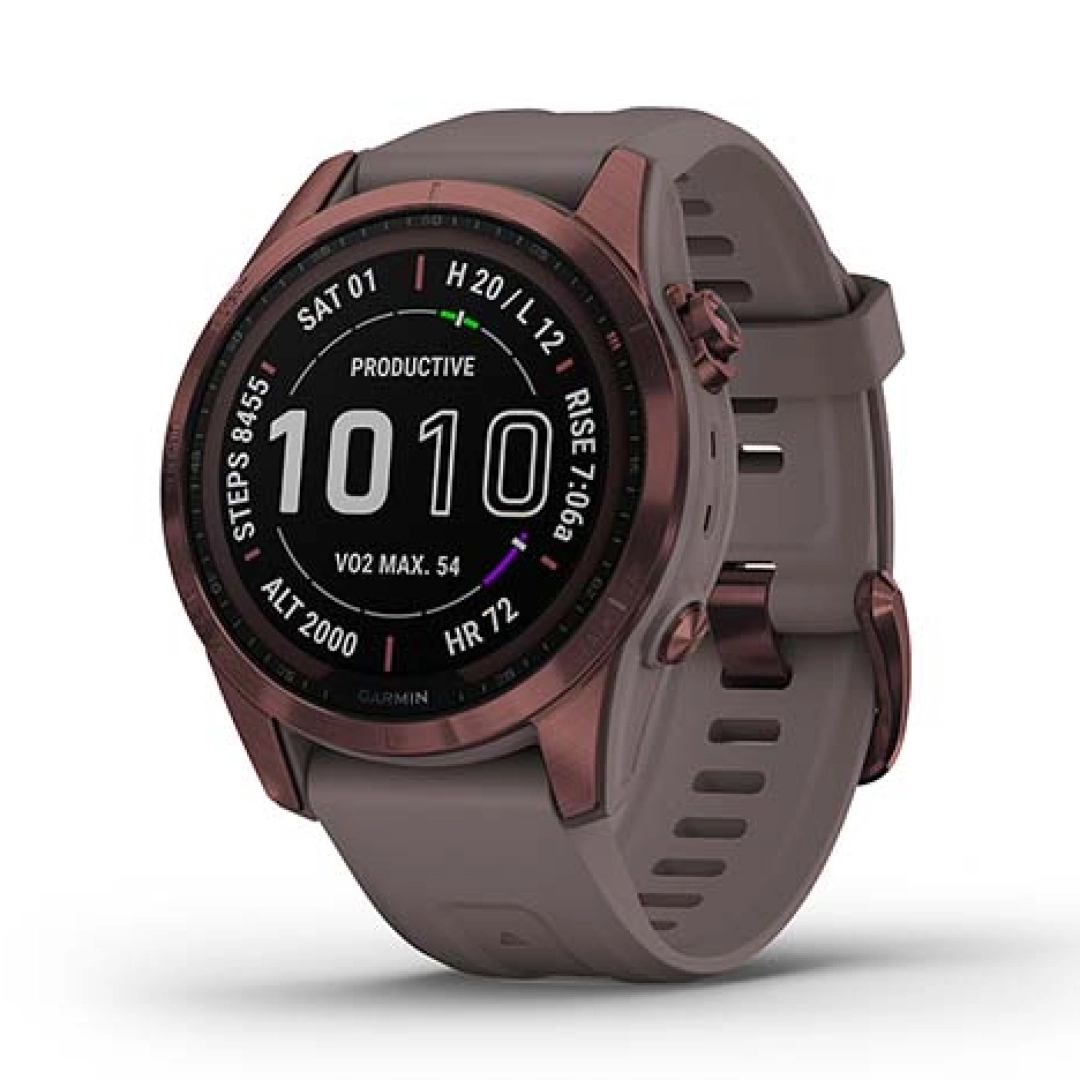 Garmin FENIX 7S Sapphire Solar Edition Dark Bronze Titanium with Shale Grey Band smart-soati