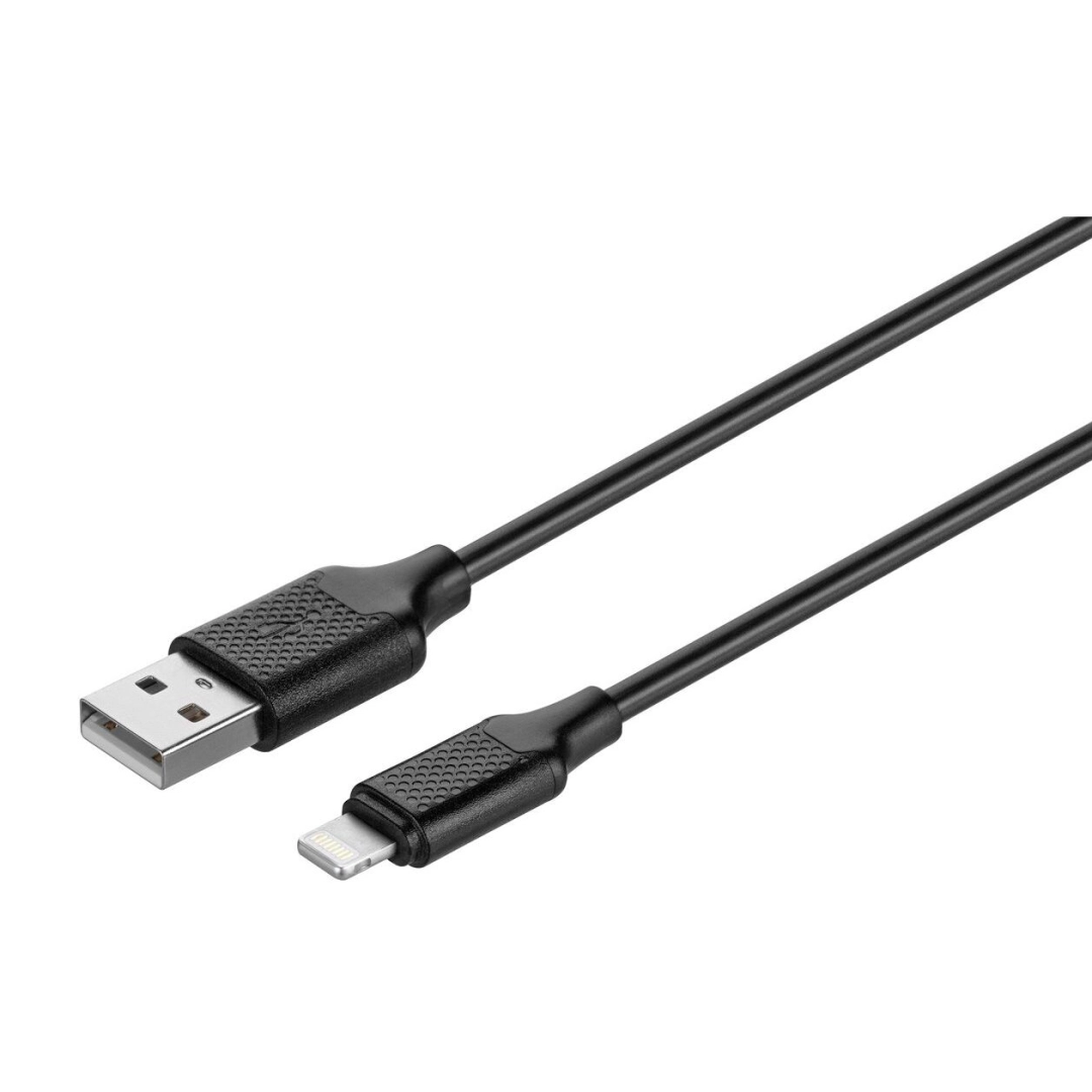 Кабель KITS USB 2.0 TO LIGHTNING CABLE 2A BLACK 1M (KITS-W-003)
