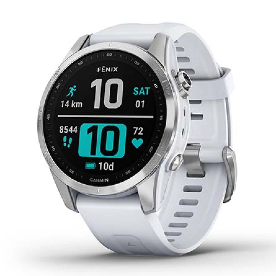 Garmin FENIX 7S oq-kumush rangli silikon tasmali smart-soati
