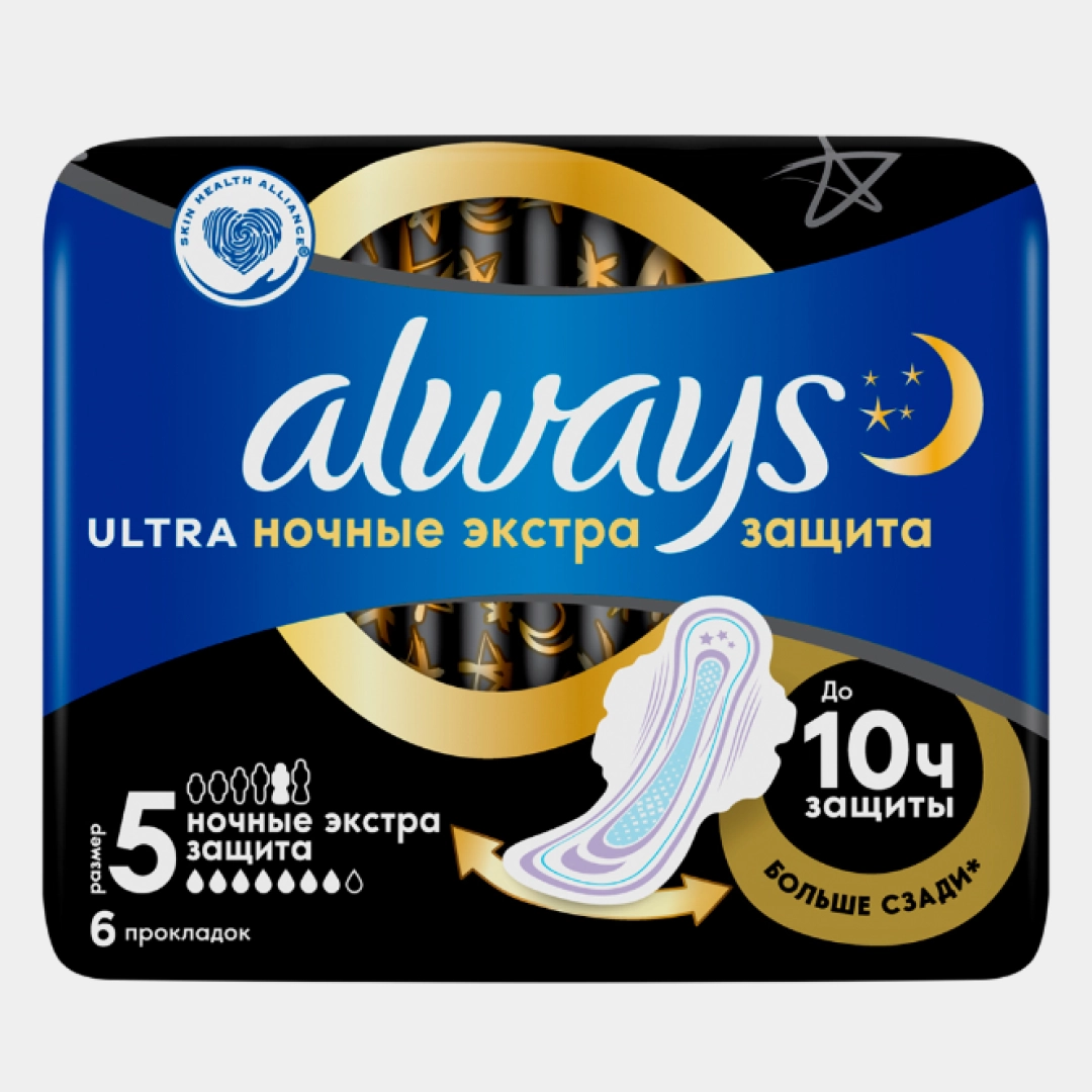 Always Ultra Extra Night 6 dona Ayollar gigiyenik tagligi