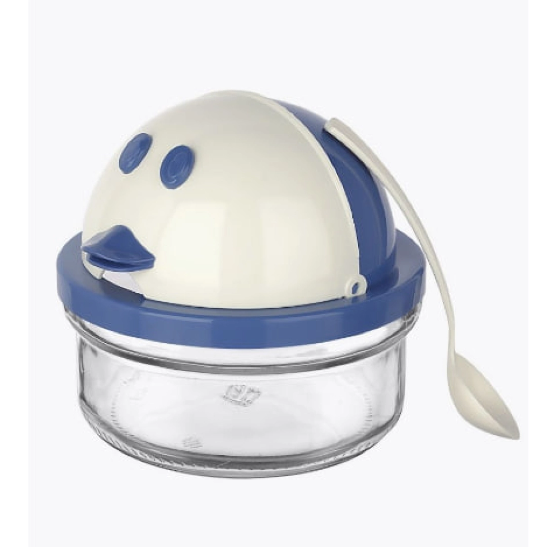 Titiz ovqat va qoshiqli shisha shakar idishi 420 ml qutisi bilan