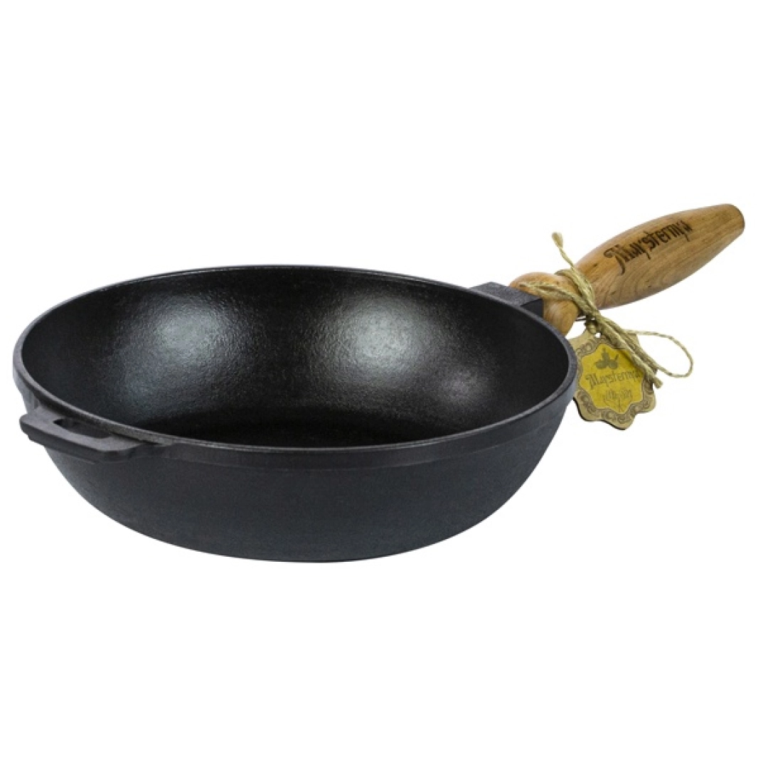 Yog'och tutqichli 26 * 6 sm o'lchamdagi quyma temir tova