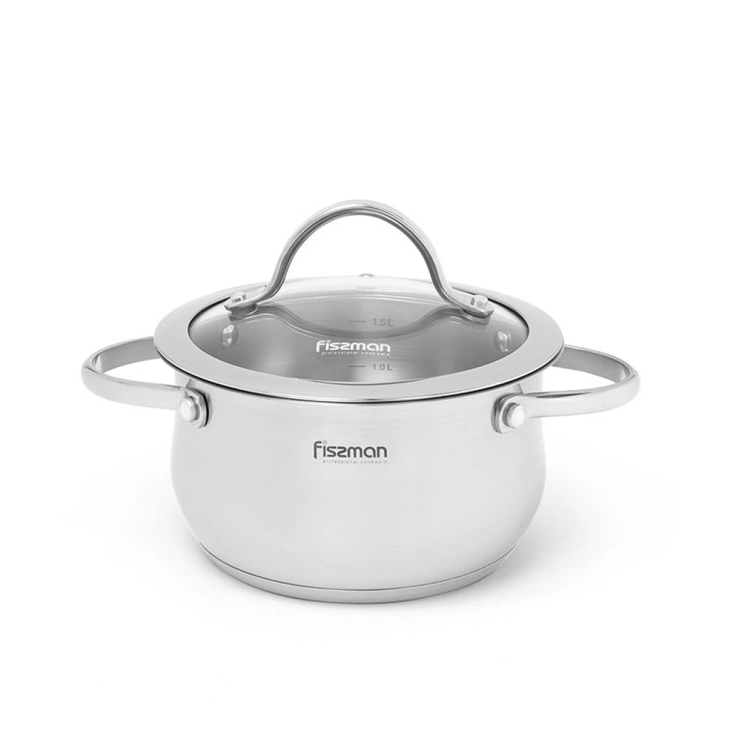 Кастрюля Fissman VALERY 16x8 см / 1.6 л со стеклянной крышкой