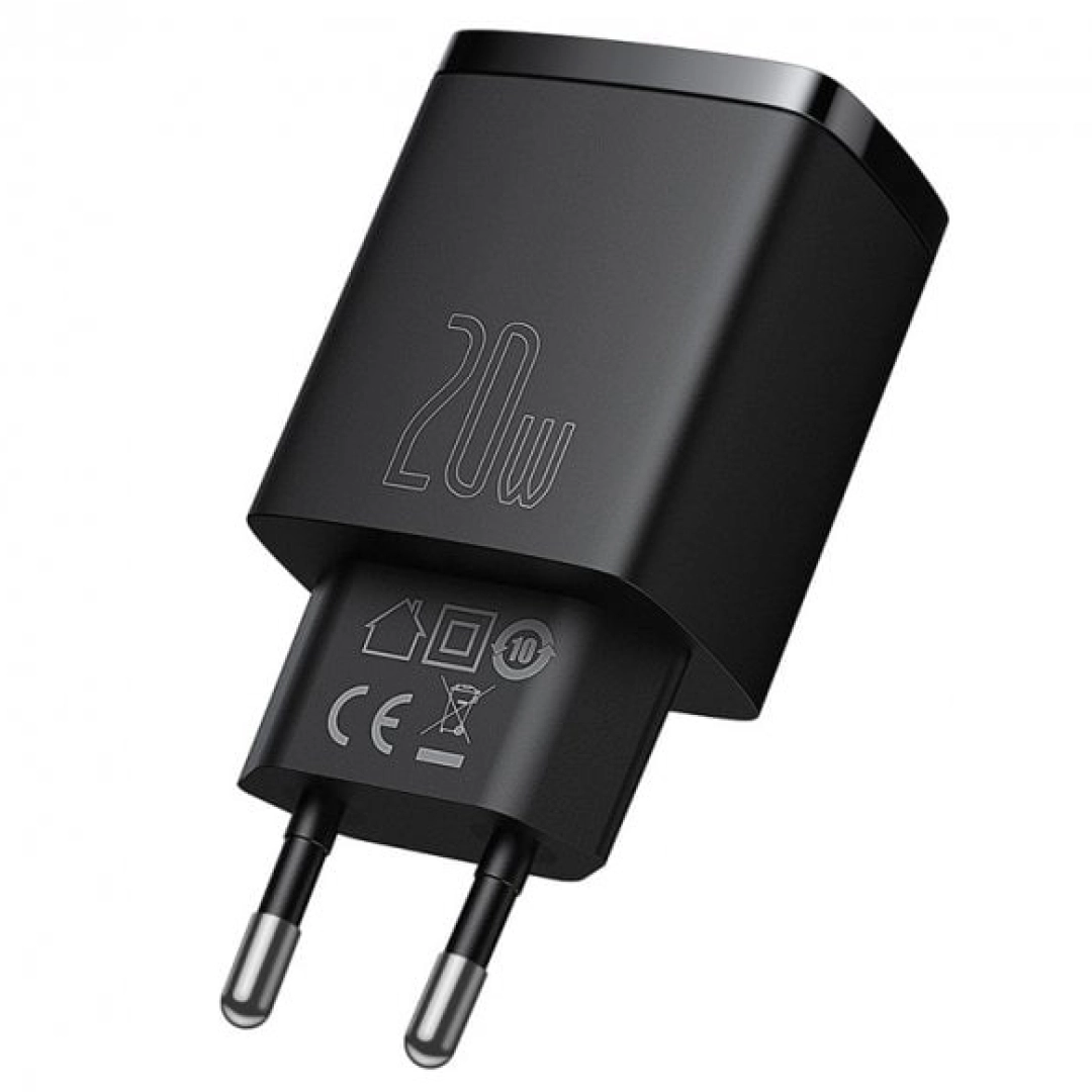 Baseus Type-C+USB 20W EU (CCXJ-B01) qora zaryadlovchi qurilmasi va kabeli