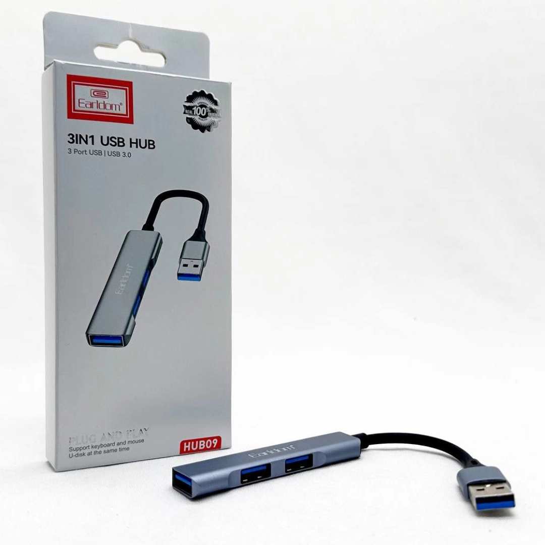 USB HUB Earldom HUB09 3 порта USB 3.0 - фото №1 USB HUB Earldom HUB09 3 порта USB 3.0