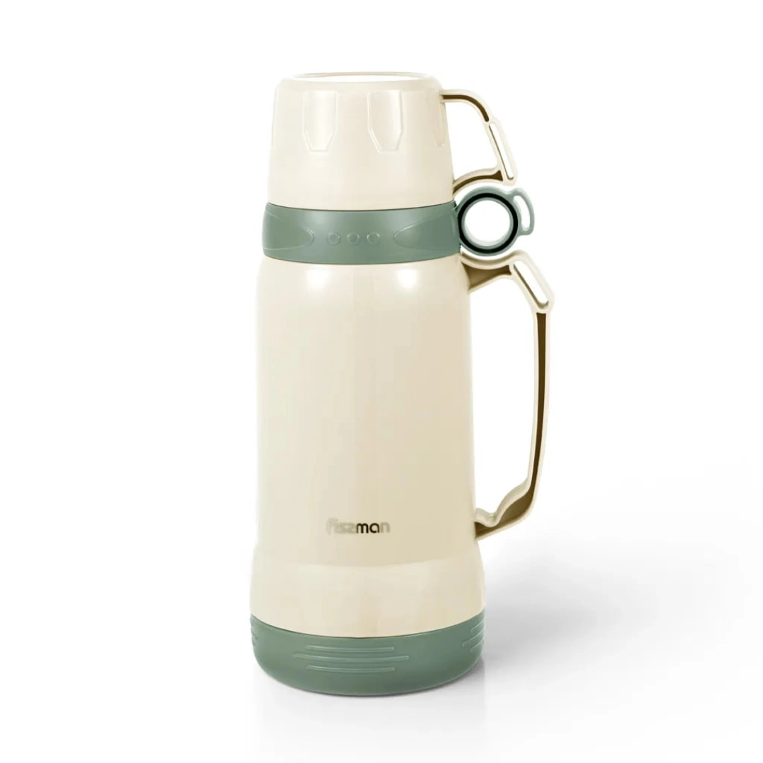 Термокувшин Fissman 1 л бежевый (пластиковый корпус со стеклянной колбой)