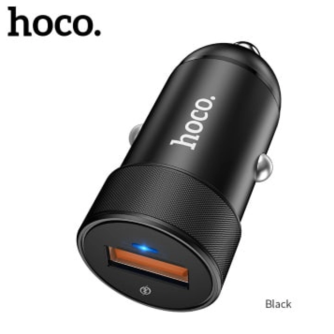 Hoco  Z32A Flash, 1xUSB, 4A, 18W  qora avtomobilda smartfon quvvatlagichi