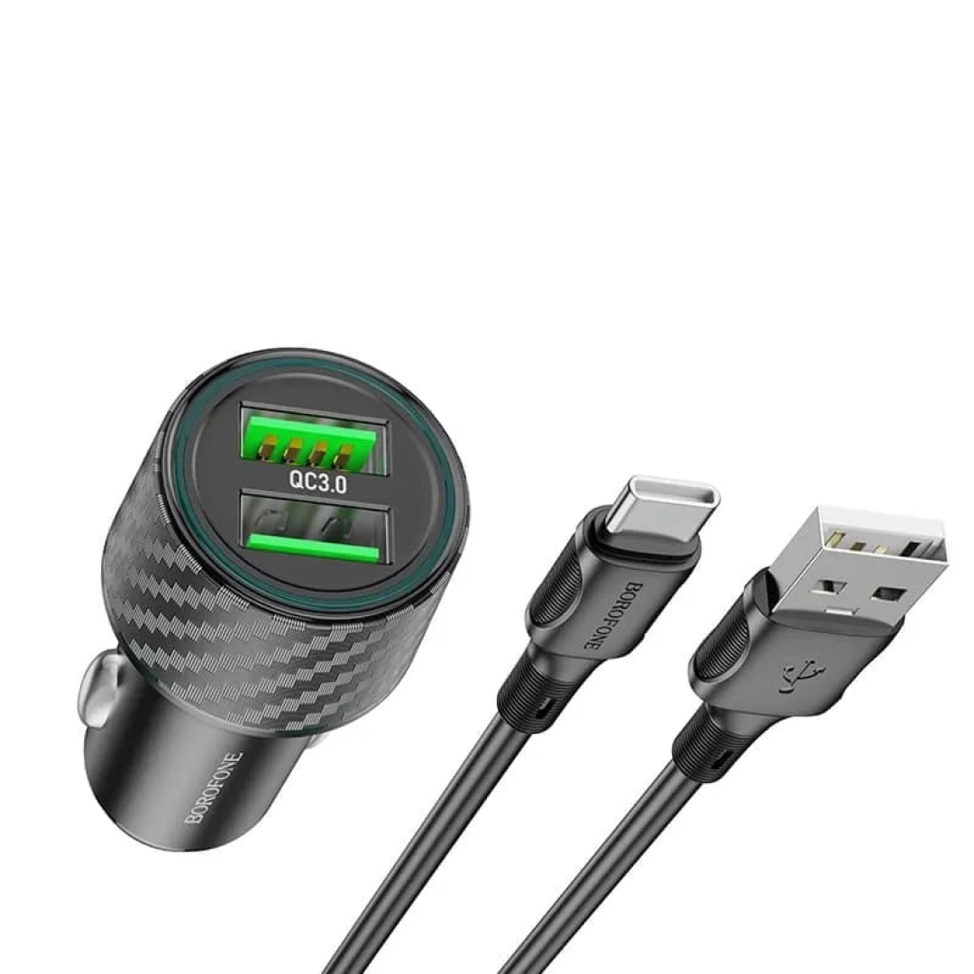 Автомобильная зарядка кабель Type-C USB Borofone BZ21A 36W 2USB