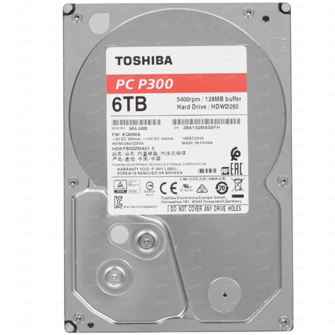 Toshiba P300 HDD 6TB HDWD260 qattiq diski