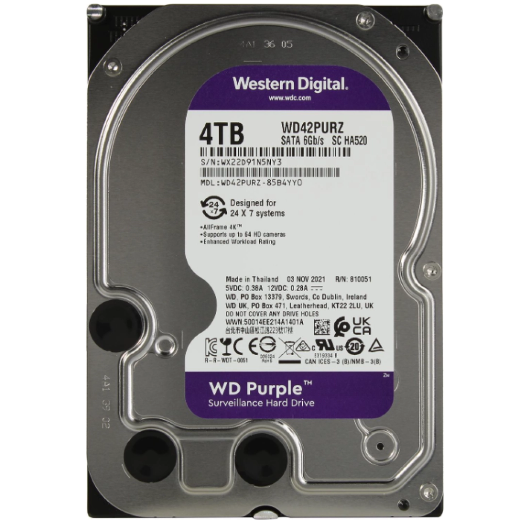 WD Purple HDD 4TB WD42PURZ qattiq diski