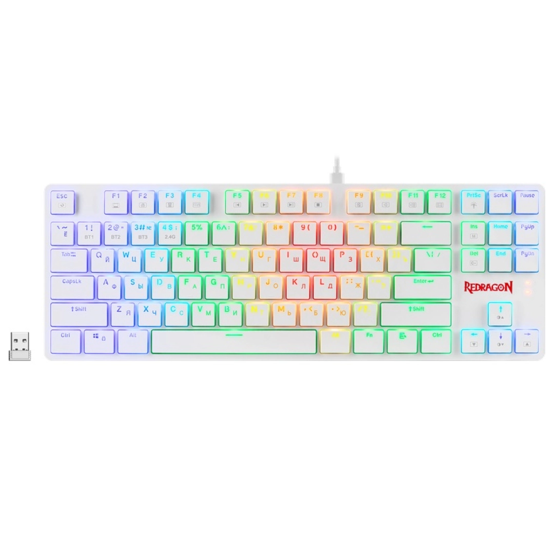 Redragon Anubis White simli+simsiz klaviaturasi