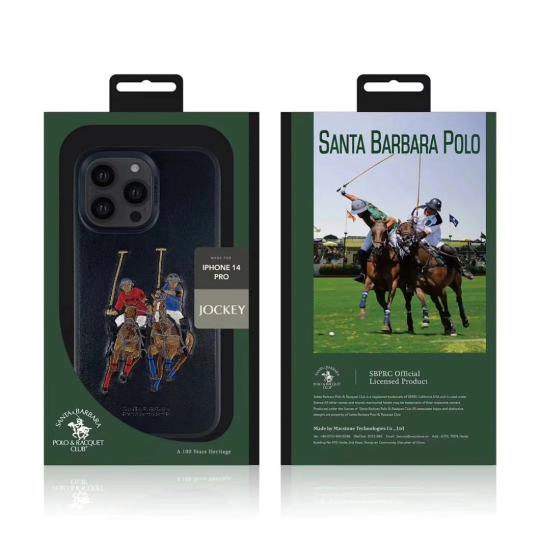 Чехол с вышивкой "Jockey" Santa Barbara Polo для iPhone 14 Pro/14 Pro max, черный