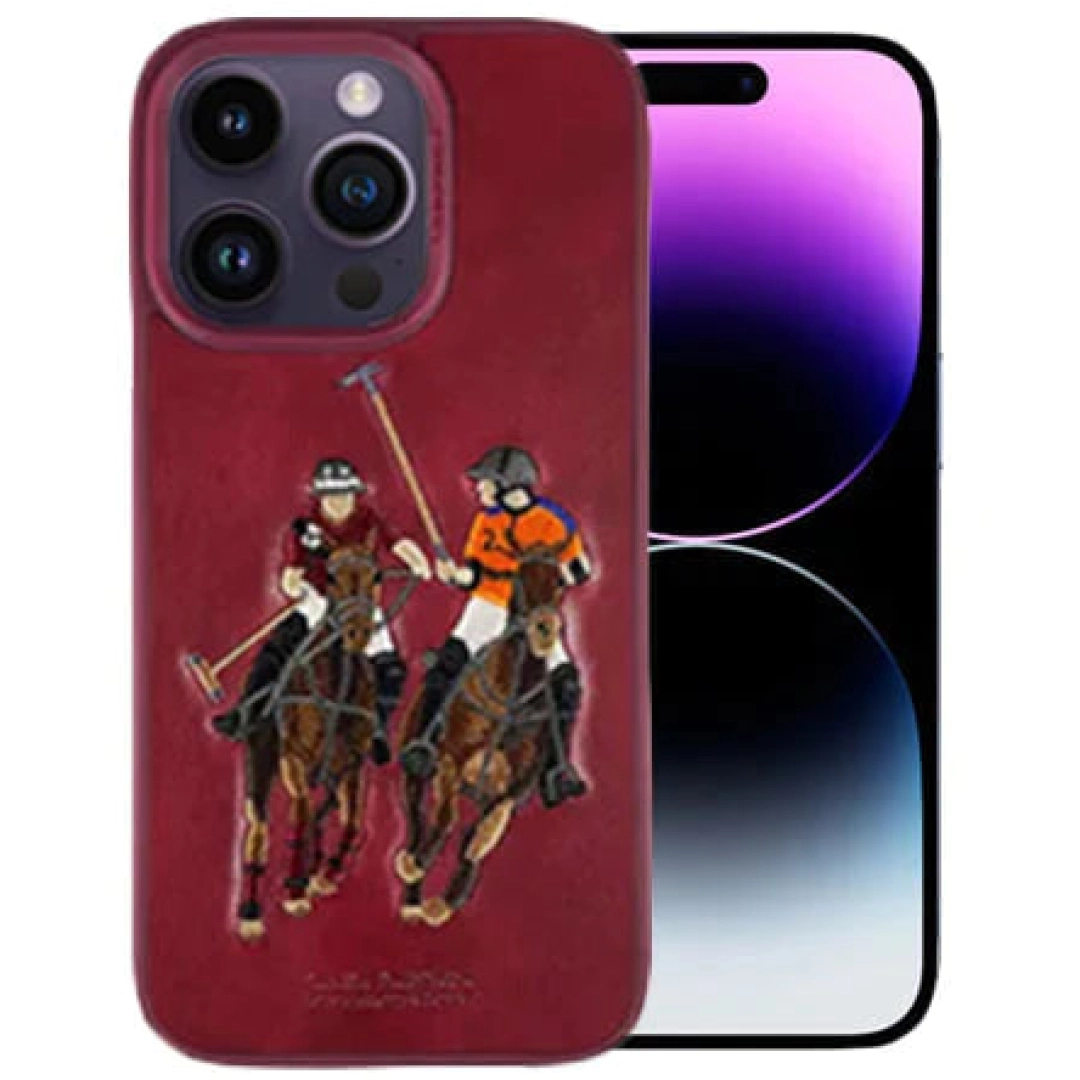 iPhone 14 Pro/14 Pro max uchun "jockey" Santa Barbara Polo qizil bezakli g'ilofi