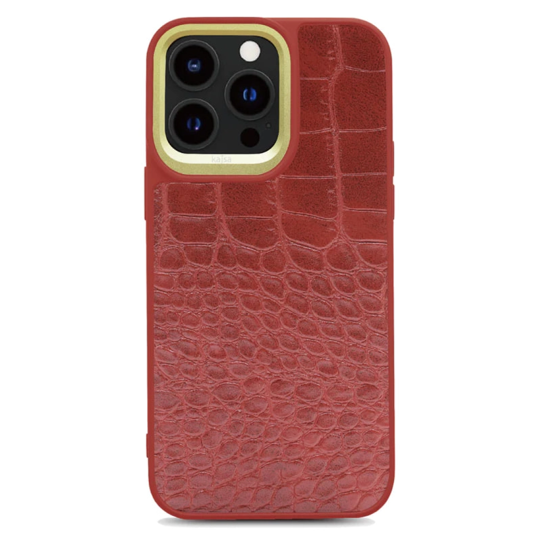 Чехол Kajsa Classic Croco Glamorous Collection для iPhone 14 Pro/14 Pro max красный