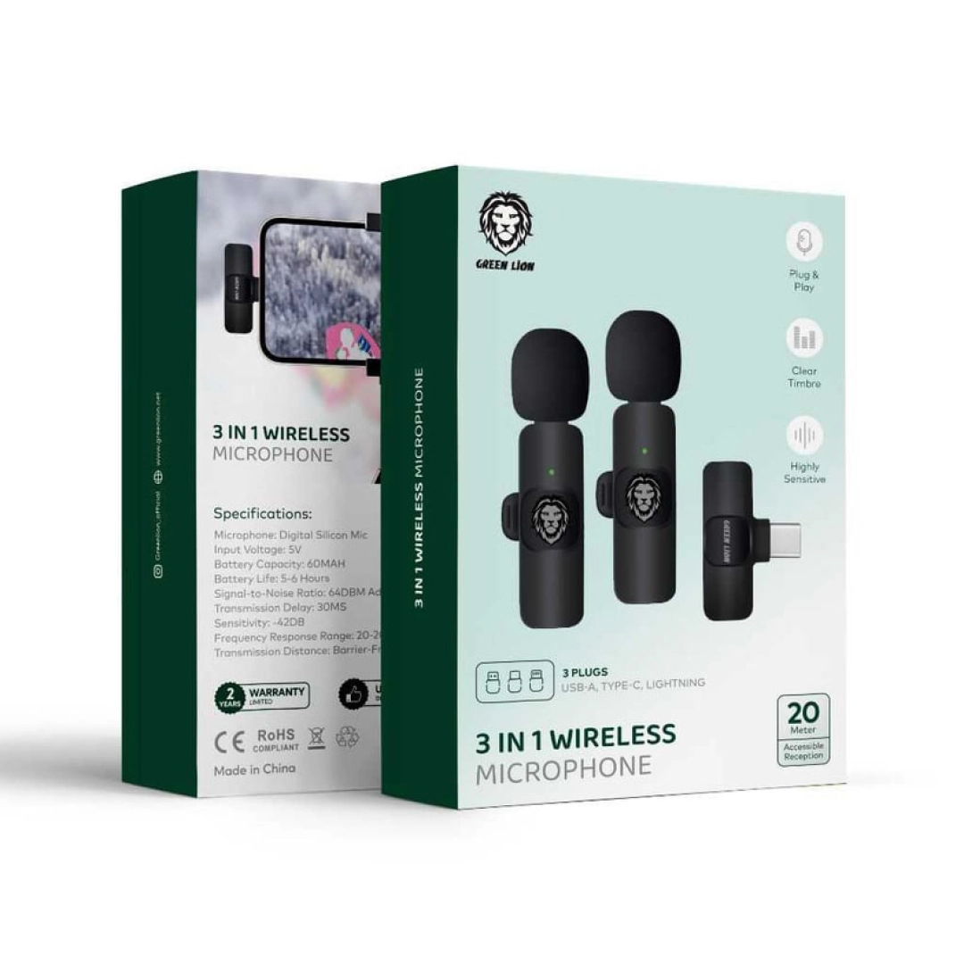 Green Lion 3 in 1 Microphone simsiz mikrofoni