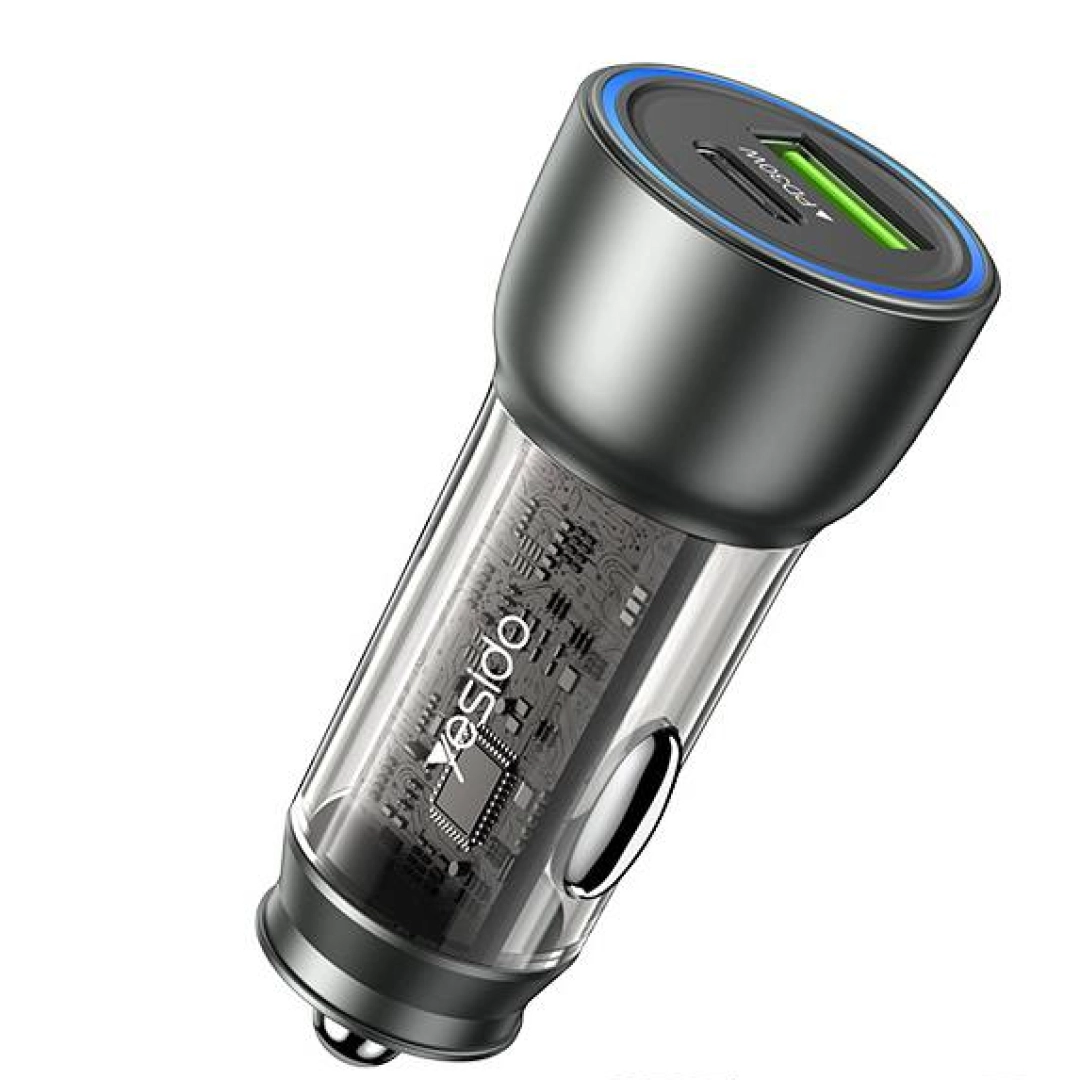 Yesido Y49 Transparent USB3.0 Fast Charger 30W avtomobil zaryadlovchisi
