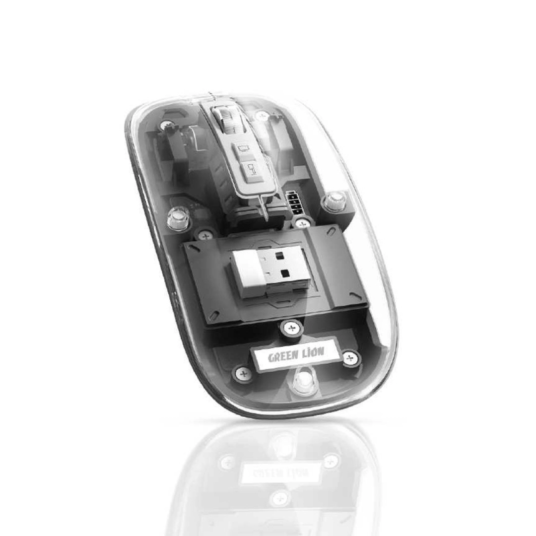 Green Lion Transparent Mouse 2400DPI 400mAh simsiz sichqonchasi