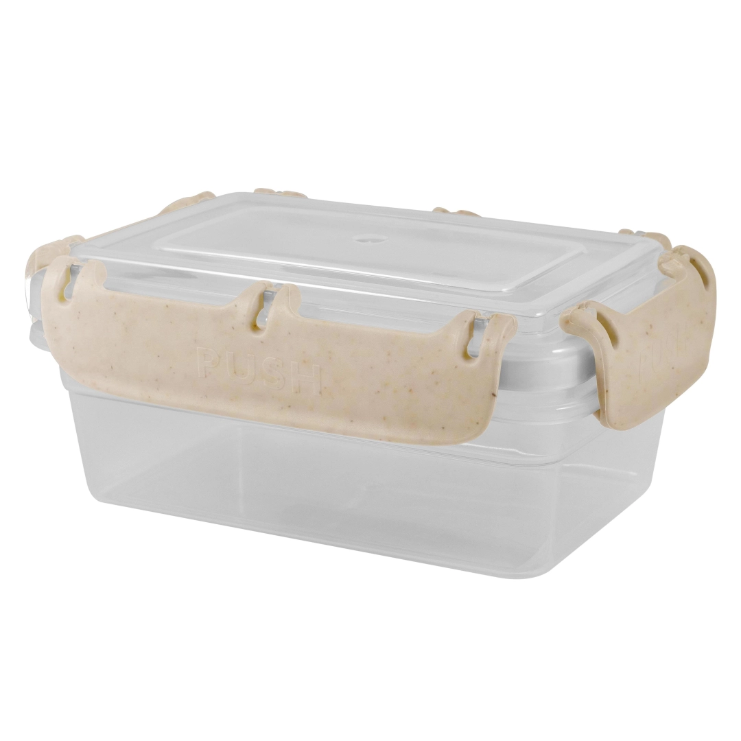 Контейнер для продуктов Plast Team Green Republic, с защелками и силиконовой вставкой, герметичный, 0,4л лен