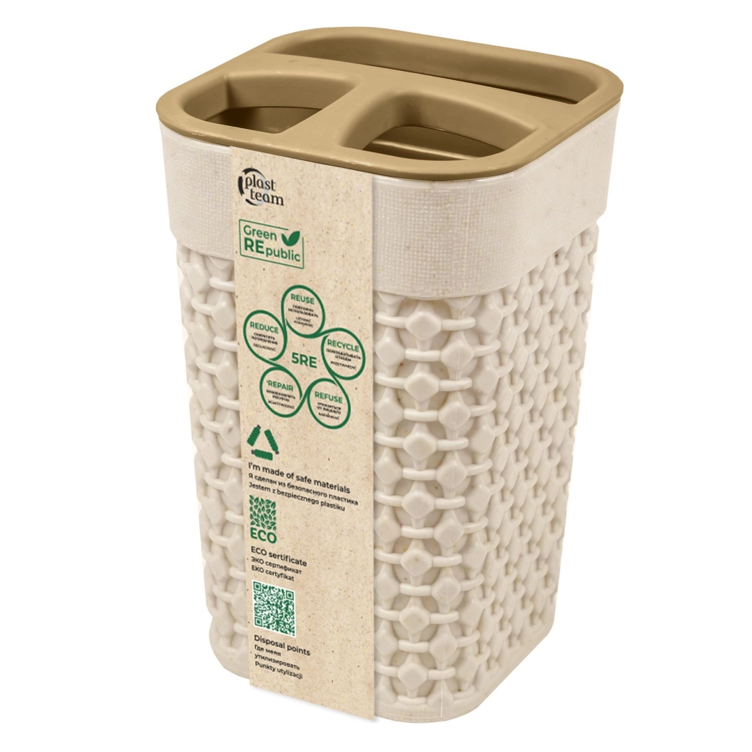 Подставка для зубных щеток Plast Team Green Republic, 75х75х113 Лен
