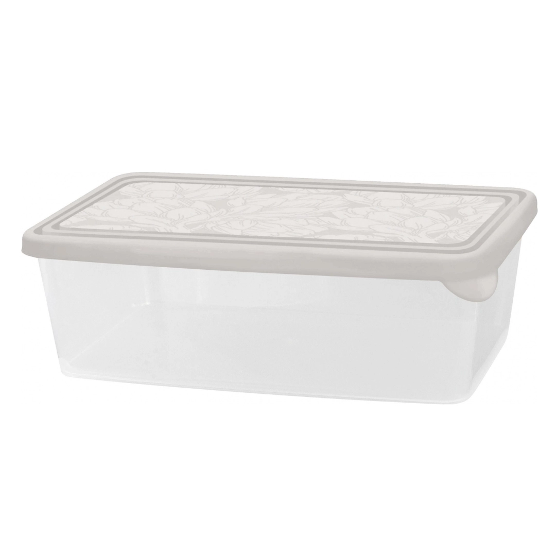 Контейнер для продуктов Plast Team HELSINKI, для заморозки, квадратный, 205х140х65 пепельный жемчуг