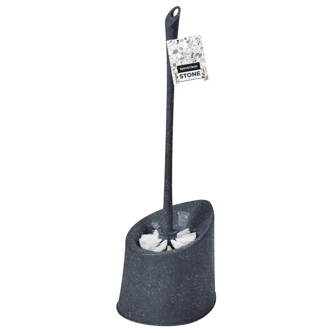 Набор для туалета Spin&Clean STONE ёршик с подставкой темный камень