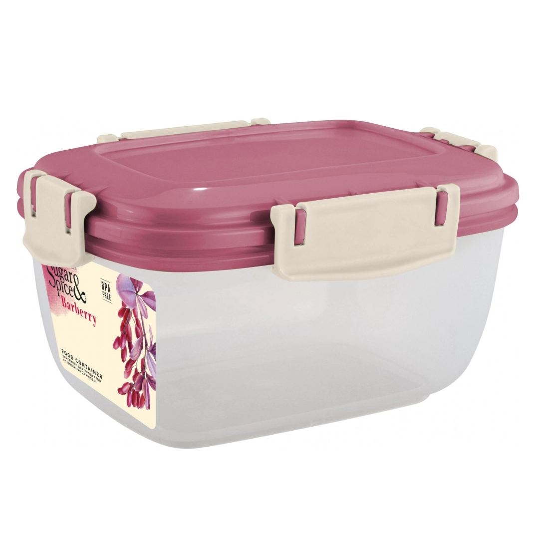 Контейнер для продуктов Sugar&Spice Вarberry, с защелками, герметичный, 0,45л, прямоугольный, 145х107х78 брусника