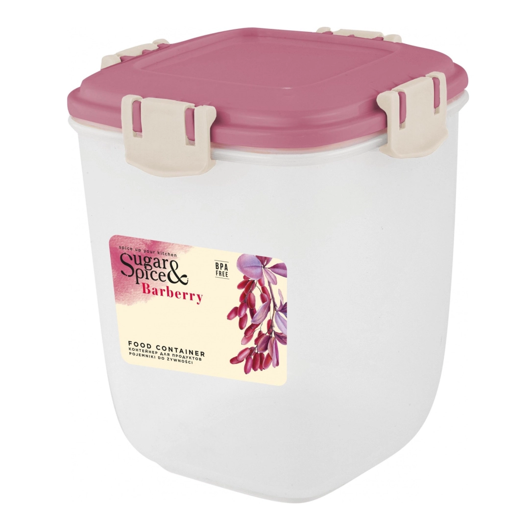 Контейнер для продуктов Sugar&Spice Вarberry, с защелками, герметичный, 0,9л, высокий брусника