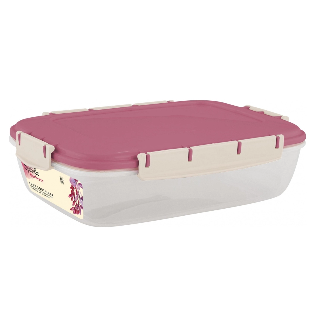 Контейнер для продуктов Sugar&Spice Вarberry, с защелками, герметичный, 1,3л, прямоугольный брусника