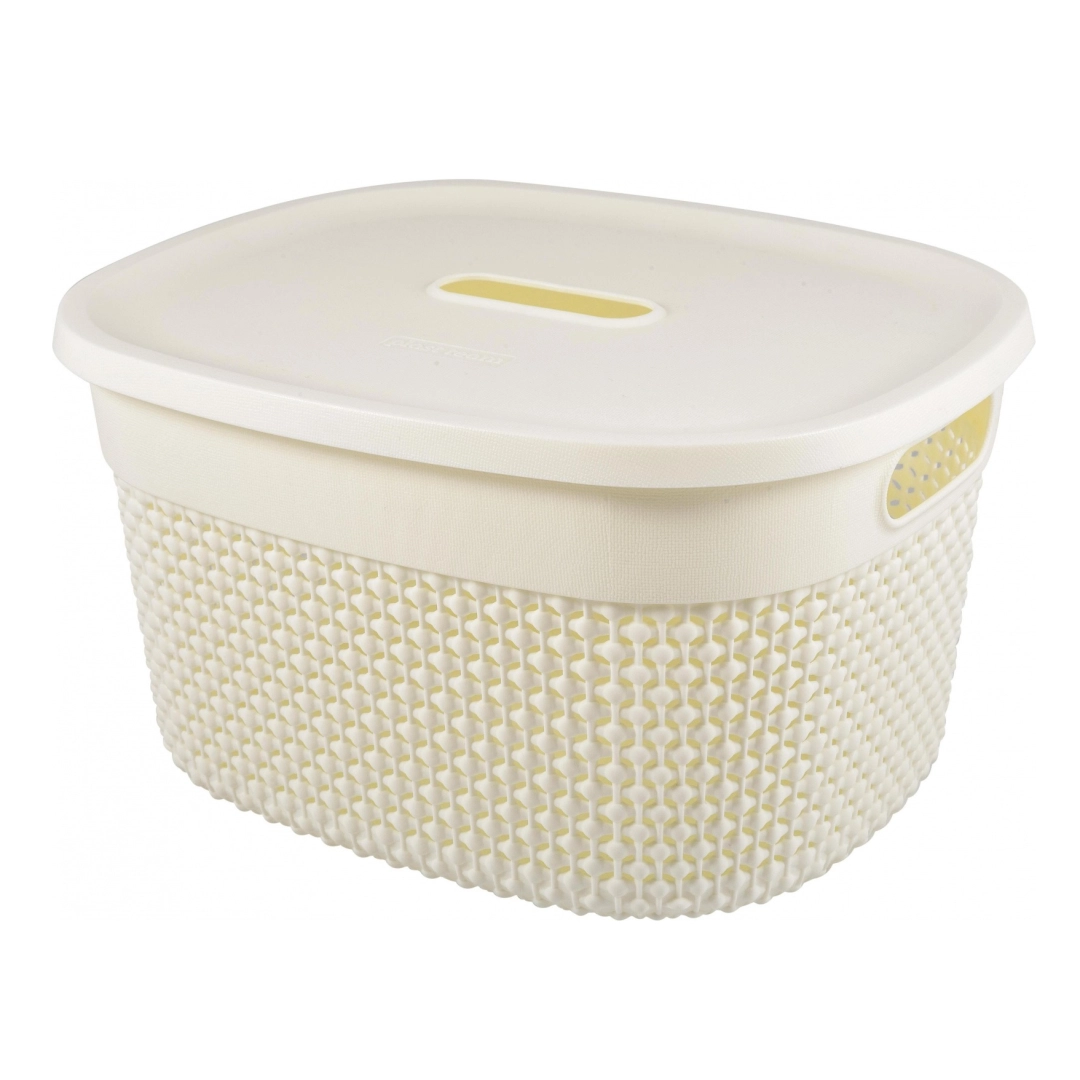 Корзина для хранения Plast Team OSLO, с крышкой и ручками, 6л молочный туман