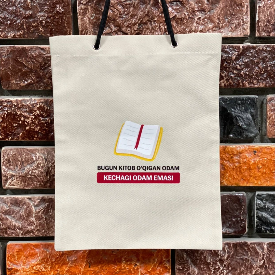 Bugun kitob o'qigan odam kechagi odam emas! (oq sovg'abop kitob xaltasi)