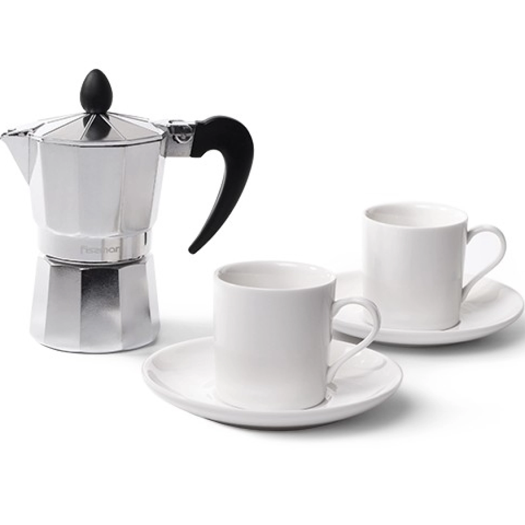Гейзерная алюминиевая кофеварка Fissman 3324 120мл - фото №1 Гейзерная алюминиевая кофеварка Fissman 3324 120мл