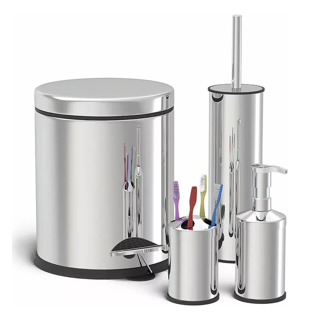 Набор для ванной и туалета, 4 предмета Perilla FOUR BATHROOM SET хром