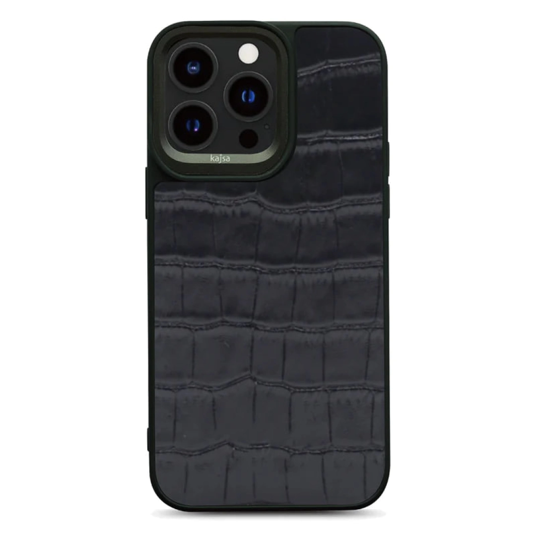 iPhone 15 Pro uchun Kajsa Genuine Croco Pattern qora g'ilofi - rasm №1 iPhone 15 Pro uchun Kajsa Genuine Croco Pattern qora g'ilofi